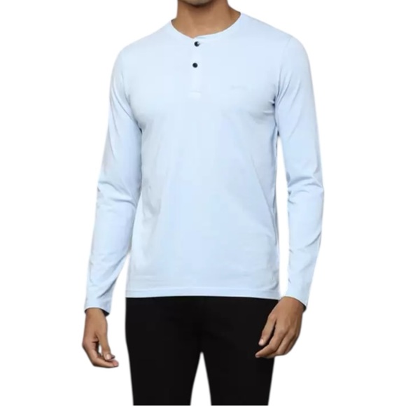 Allen Solly Men's Light Blue‎ Long Sleeve Henley Shirt  Sz XXL - Picture 1 of 9